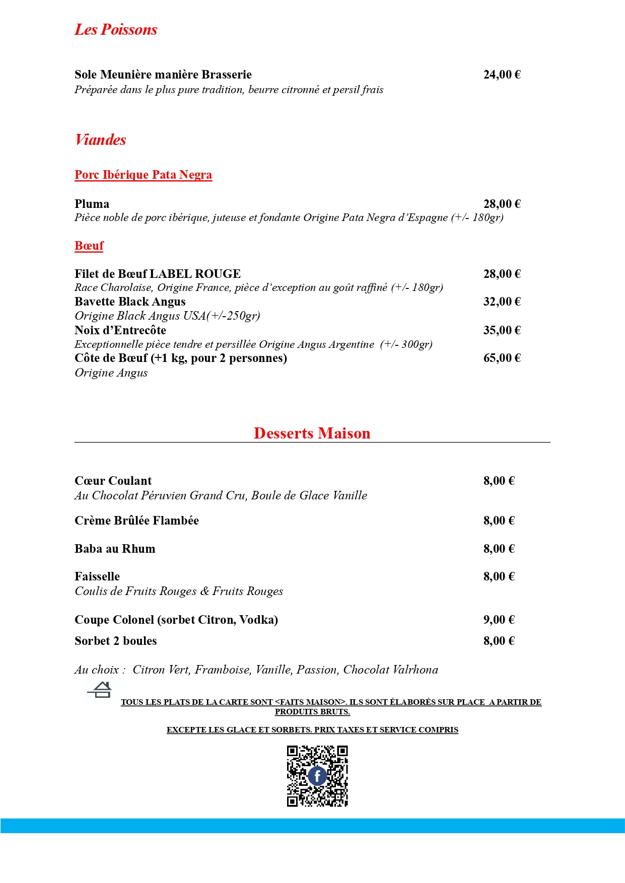 Carte des desserts — page 2 — Restaurant Nord Lons-le-Saunier